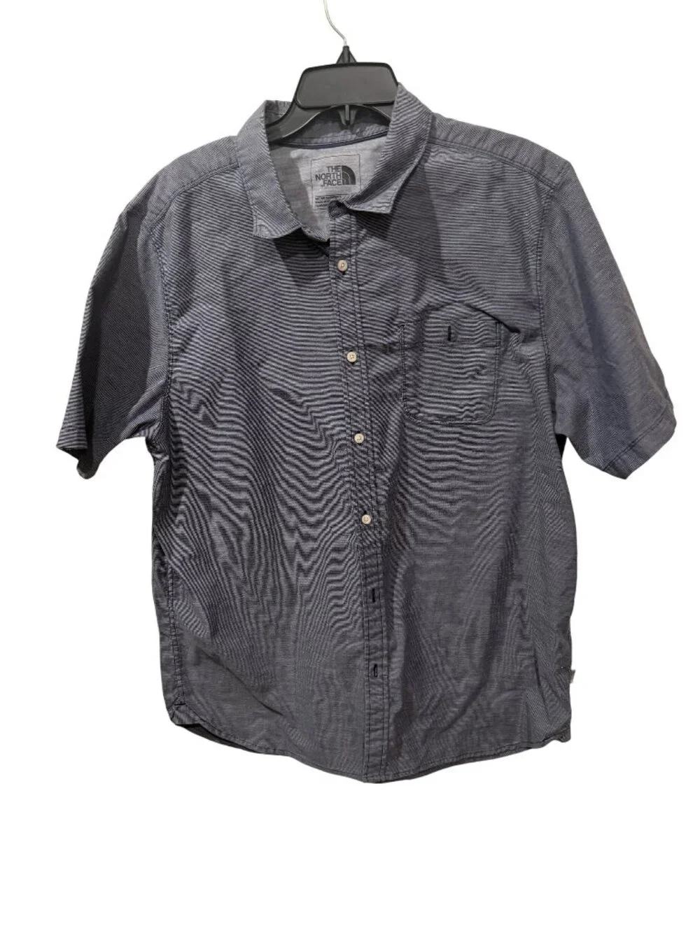 The North Face Mens XL Short Sleeve Button-Up Shirt In Blue
